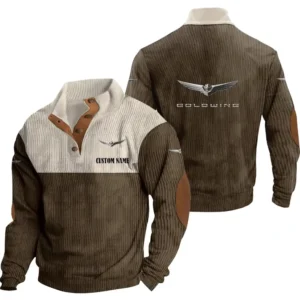 Motorcycles Men's Stand Up Collar Base Shirt, Collar Hoodie Exclusive Logo For Car Motorcycles Fans CAR20012078 - Brown