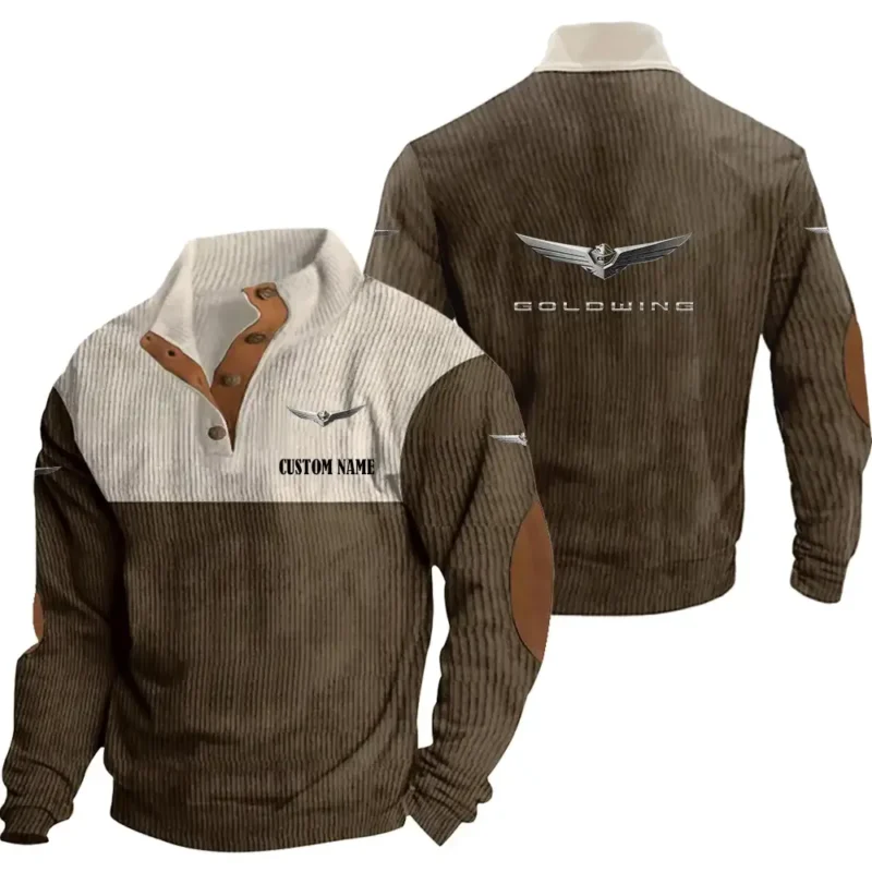 Motorcycles Men's Stand Up Collar Base Shirt, Collar Hoodie Exclusive Logo For Car Motorcycles Fans CAR20012078 - Brown