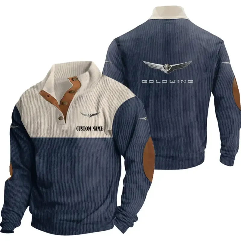 Motorcycles Men's Stand Up Collar Base Shirt, Collar Hoodie Exclusive Logo For Car Motorcycles Fans CAR20012078 - Navy Blue