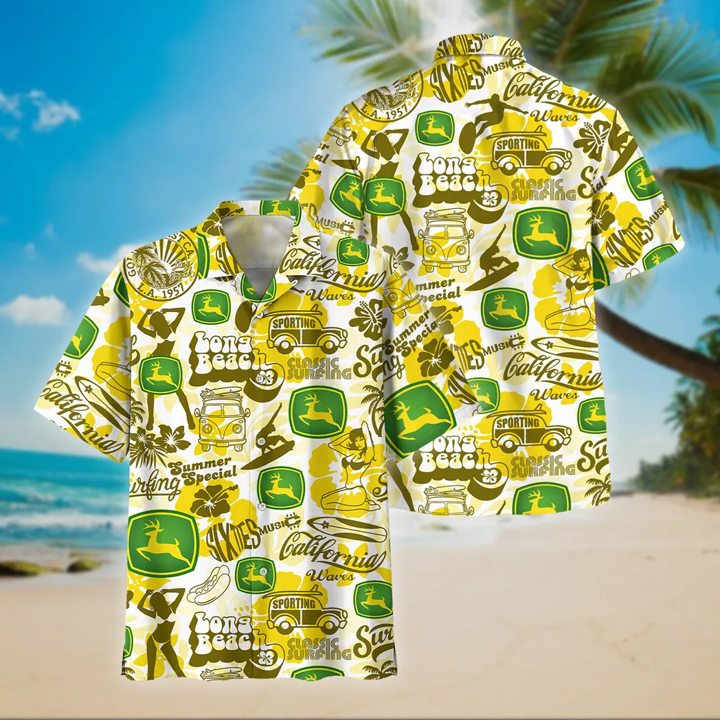 Green Tractors Fans Gift Hawaiian Shirt, Button up Shirt Vintage Style For Car Owners CAR04042025678