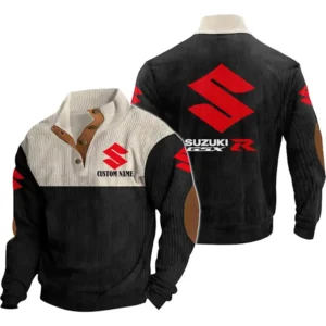 Motorcycles Men's Stand Up Collar Base Shirt, Collar Hoodie Exclusive Logo For Car Motorcycles Fans CAR20012079 - Black