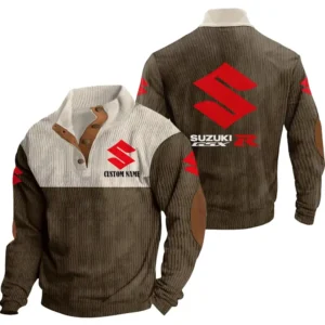 Motorcycles Men's Stand Up Collar Base Shirt, Collar Hoodie Exclusive Logo For Car Motorcycles Fans CAR20012079 - Brown