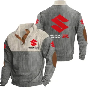 Motorcycles Men's Stand Up Collar Base Shirt, Collar Hoodie Exclusive Logo For Car Motorcycles Fans CAR20012079 - Grey