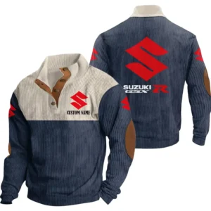 Motorcycles Men's Stand Up Collar Base Shirt, Collar Hoodie Exclusive Logo For Car Motorcycles Fans CAR20012079 - Navy Blue