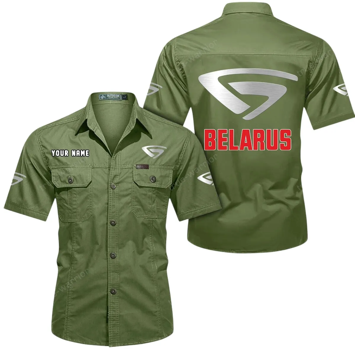 Heavy-Duty Truck Lovers Gift Short Sleeved Shirt, Button Up Shirt Exclusive Logo For Car Owners CAR444052625914 - Fruit Green