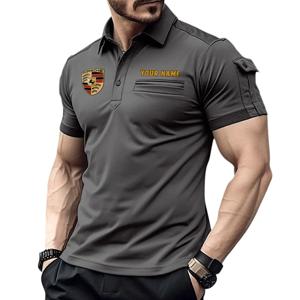 High-Speed Cars Fans Gift Pocket Polo Shirt, Polo Shirt Exclusive Logo For High-Speed Cars Fan, Custom Name CAR445060325020 - Gray