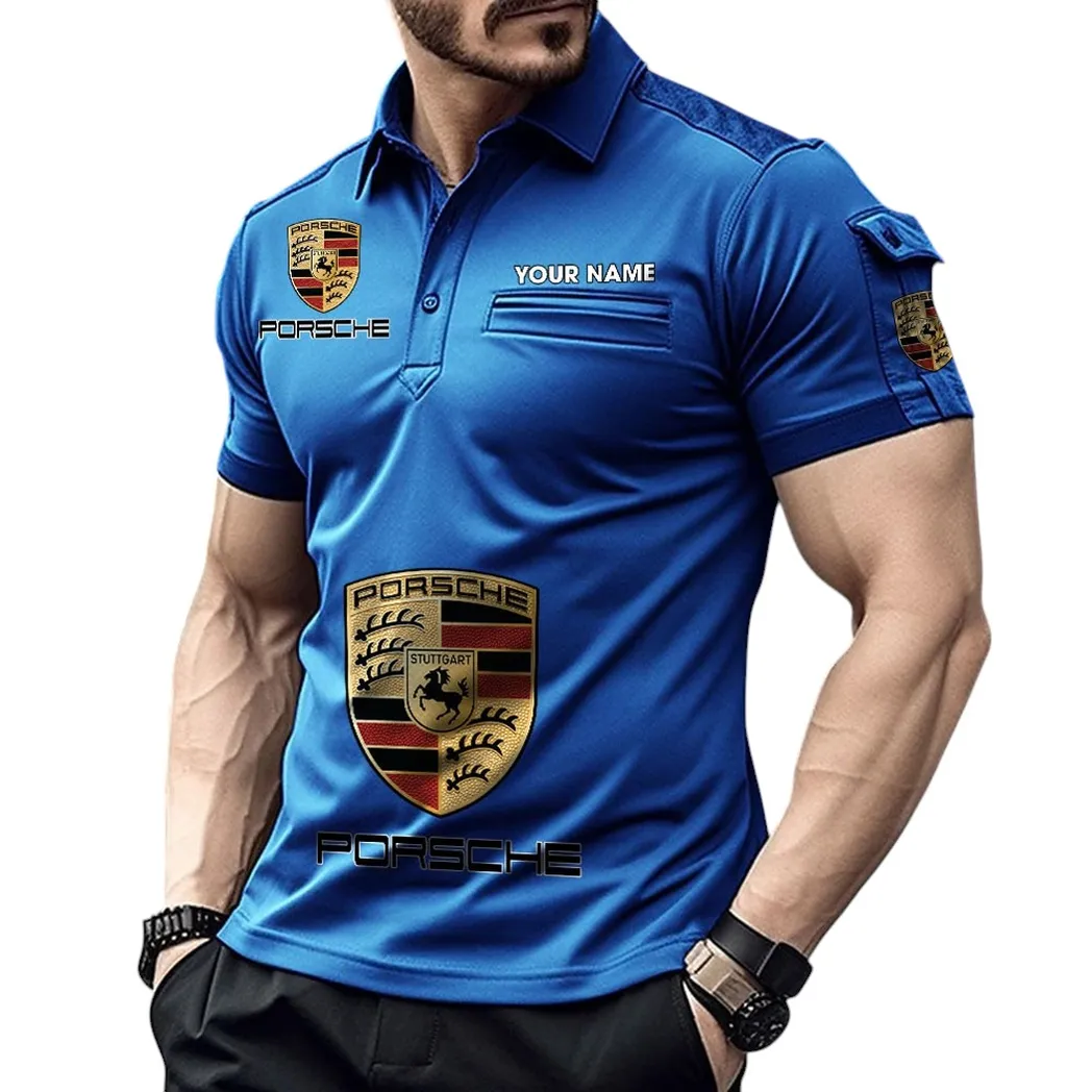 High-Speed Cars Fans Gift Pocket Polo Shirt, Polo Shirt Exclusive Logo For High-Speed Cars Fan, Custom Name CAR450051325341 - Blue