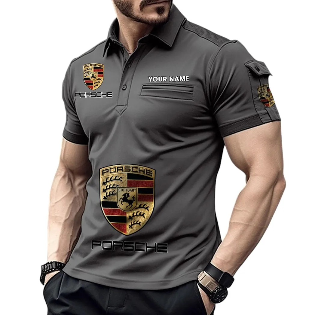 High-Speed Cars Fans Gift Pocket Polo Shirt, Polo Shirt Exclusive Logo For High-Speed Cars Fan, Custom Name CAR450051325341 - Gray