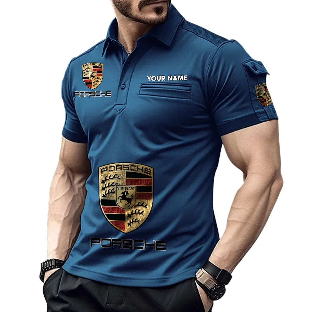 High-Speed Cars Fans Gift Pocket Polo Shirt, Polo Shirt Exclusive Logo For High-Speed Cars Fan, Custom Name CAR450051325341 - Navy Blue