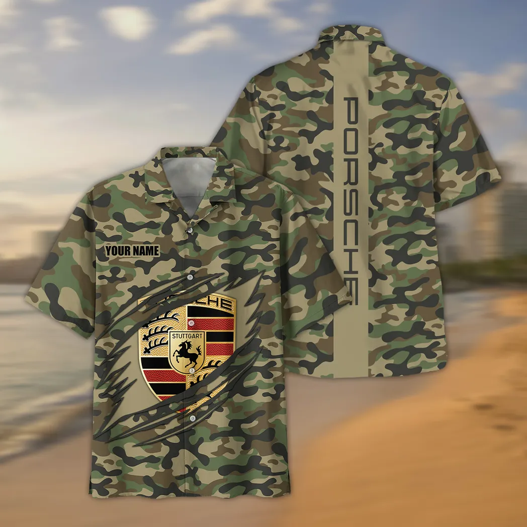 High-Speed Cars Lovers Gift Hawaiian Shirt, Button up Shirt Camo Style For Car Owners, Custom Name CAR210040825730