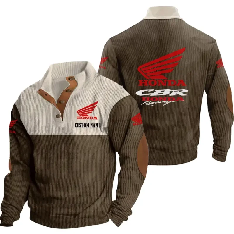 Motors Men's Stand Up Collar Base Shirt, Collar Hoodie Exclusive Logo For Car Motorcycles Fans CAR20012081 - Brown