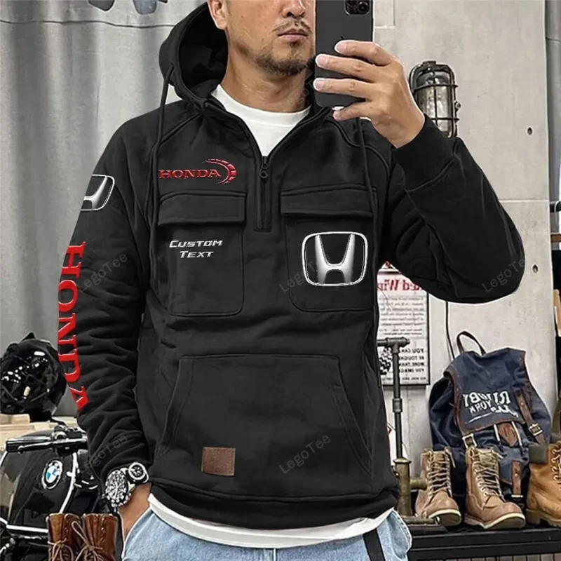Motors Hoodie Tactical Quarter Zip, Hoodie Exclusive Logo For Motors Lovers - Black CAR96021425687-2 - Image 2
