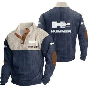 Car Men's Stand Up Collar Base Shirt, Collar Hoodie Exclusive Logo For Car Motorcycles Fans CAR20012085 - Navy Blue