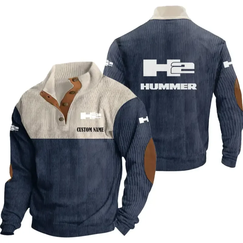 Car Men's Stand Up Collar Base Shirt, Collar Hoodie Exclusive Logo For Car Motorcycles Fans CAR20012085 - Navy Blue