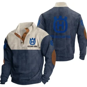 Power Vehicle Men's Stand Up Collar Base Shirt, Collar Hoodie Exclusive Logo For Car Motorcycles Fans CAR20012086 - Navy Blue