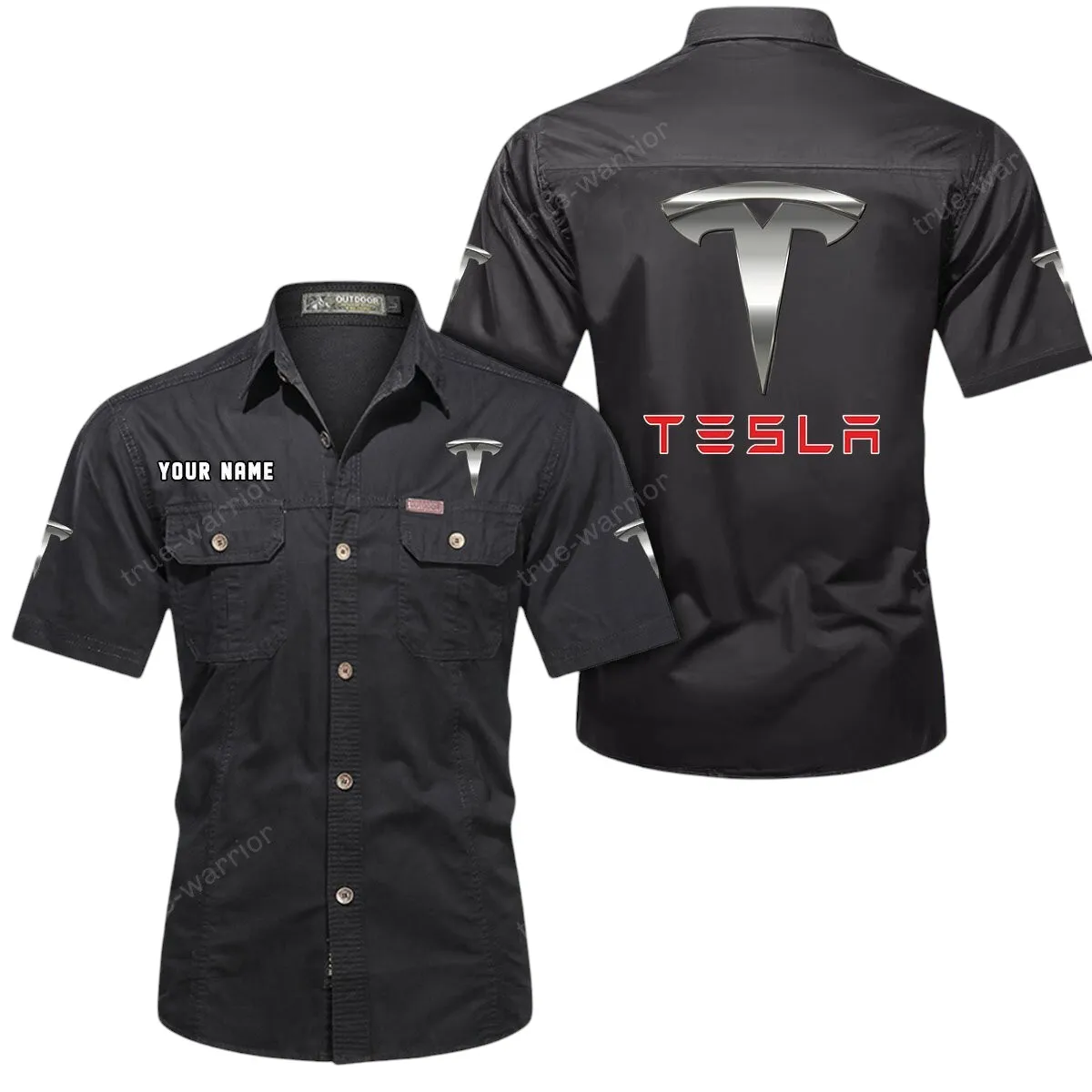 Hypercar Lovers Gift Short Sleeved Shirt, Button Up Shirt Exclusive Logo For Car Owners CAR444052625845 - Black