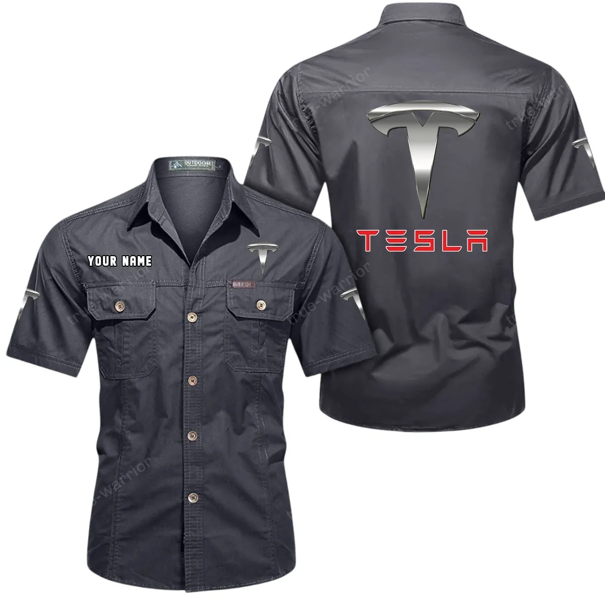 Hypercar Lovers Gift Short Sleeved Shirt, Button Up Shirt Exclusive Logo For Car Owners CAR444052625845 - Gray