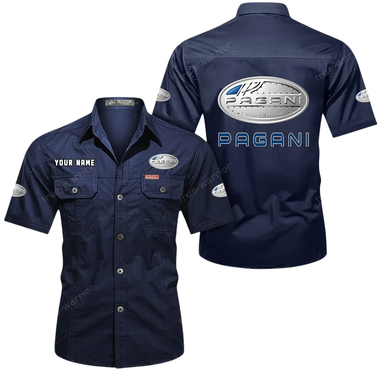 Hypercar Lovers Gift Short Sleeved Shirt, Button Up Shirt Exclusive Logo For Car Owners CAR444052625916 - Dark Blue