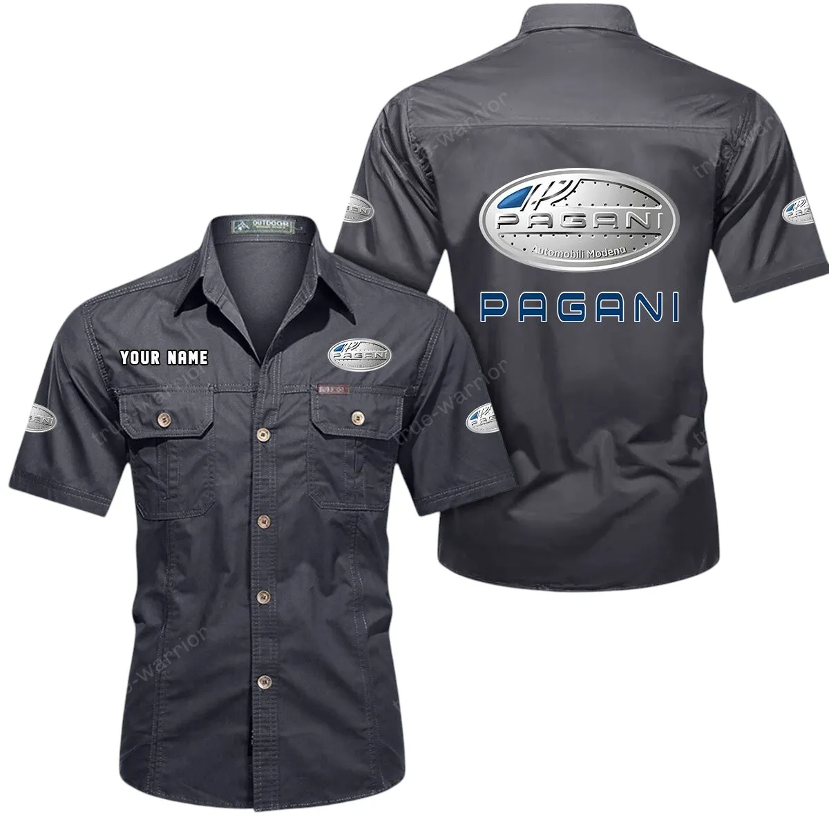 Hypercar Lovers Gift Short Sleeved Shirt, Button Up Shirt Exclusive Logo For Car Owners CAR444052625916 - Gray
