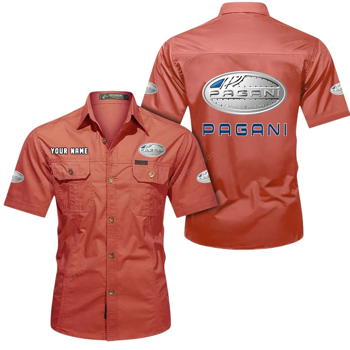 Hypercar Lovers Gift Short Sleeved Shirt, Button Up Shirt Exclusive Logo For Car Owners CAR444052625916 - Red