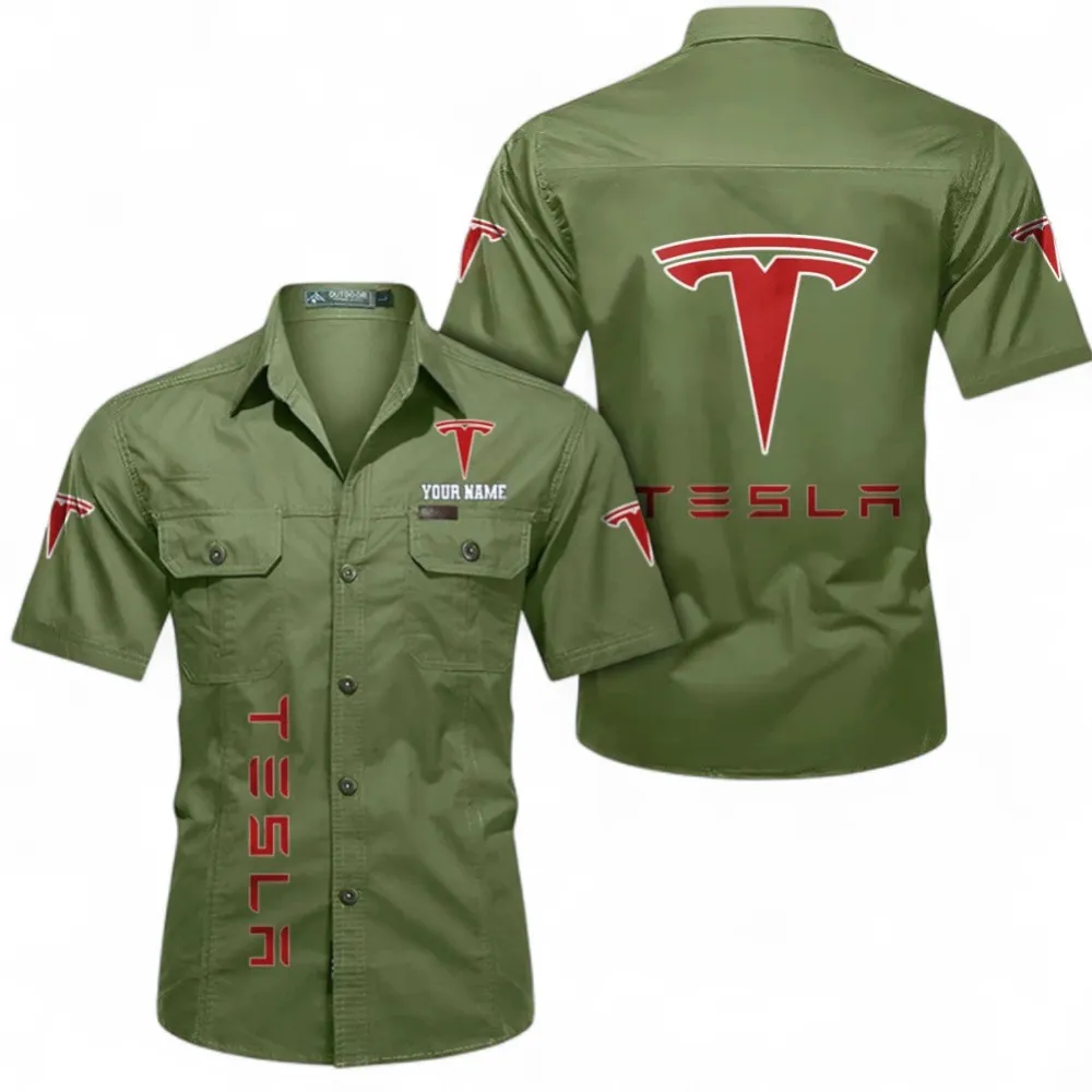 Hypercar Short Sleeved Shirt, Button up Shirt Exclusive Logo For Car Owners, Custom Name CAR392072125839-Fruit Green