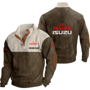 Car Men's Stand Up Collar Base Shirt, Collar Hoodie Exclusive Logo For Car Motorcycles Fans CAR20012089 - Brown