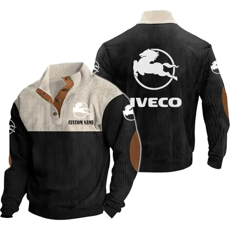 Car Men's Stand Up Collar Base Shirt, Collar Hoodie Exclusive Logo For Car Motorcycles Fans CAR20012090 - Black