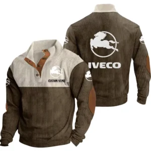 Car Men's Stand Up Collar Base Shirt, Collar Hoodie Exclusive Logo For Car Motorcycles Fans CAR20012090 - Brown