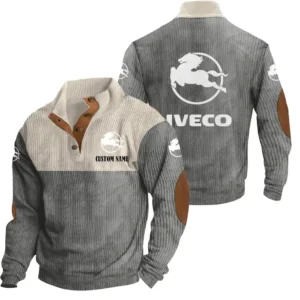 Car Men's Stand Up Collar Base Shirt, Collar Hoodie Exclusive Logo For Car Motorcycles Fans CAR20012090 - Grey