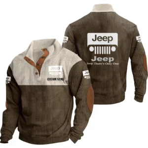 Classic Off-Road Men's Stand Up Collar Base Shirt, Collar Hoodie Exclusive Logo For Car Motorcycles Fans CAR20012093 - Brown