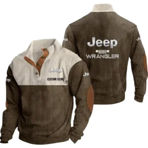 Classic Off-Road Men's Stand Up Collar Base Shirt, Collar Hoodie Exclusive Logo For Car Motorcycles Fans CAR20012094 - Brown
