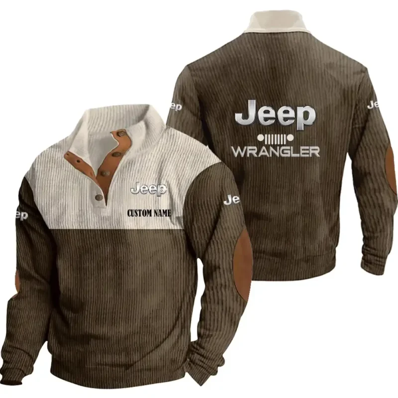 Classic Off-Road Men's Stand Up Collar Base Shirt, Collar Hoodie Exclusive Logo For Car Motorcycles Fans CAR20012094 - Brown