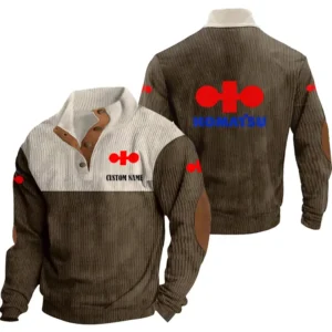 Tractor Men's Stand Up Collar Base Shirt, Collar Hoodie Exclusive Logo For Car Motorcycles Fans CAR20012097 - Brown