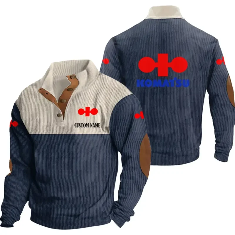 Tractor Men's Stand Up Collar Base Shirt, Collar Hoodie Exclusive Logo For Car Motorcycles Fans CAR20012097 - Navy Blue