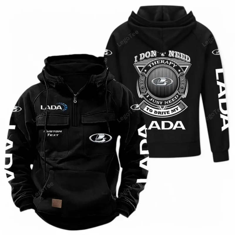 Car Hoodie Tactical Quarter Zip, Hoodie Exclusive Logo For Car Owners CAR106021525078 - Black