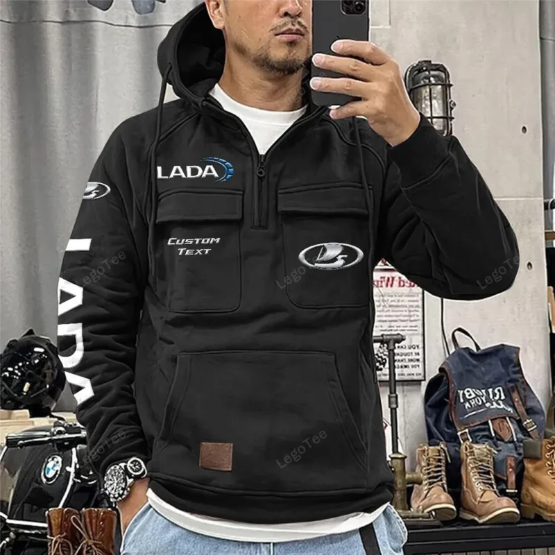 Car Hoodie Tactical Quarter Zip, Hoodie Exclusive Logo For Car Owners CAR106021525078 - Black - Image 2