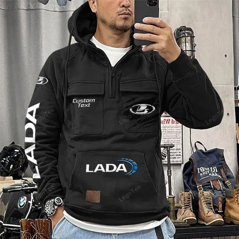 Car Hoodie Tactical Quarter Zip, Hoodie Exclusive Logo For Car Lovers - Black CAR122021425026-2 - Image 2
