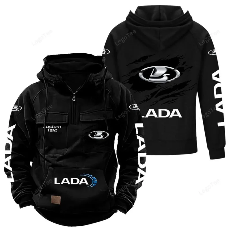 Car Hoodie Tactical Quarter Zip, Hoodie Exclusive Logo For Car Lovers - Black CAR122021425026-2