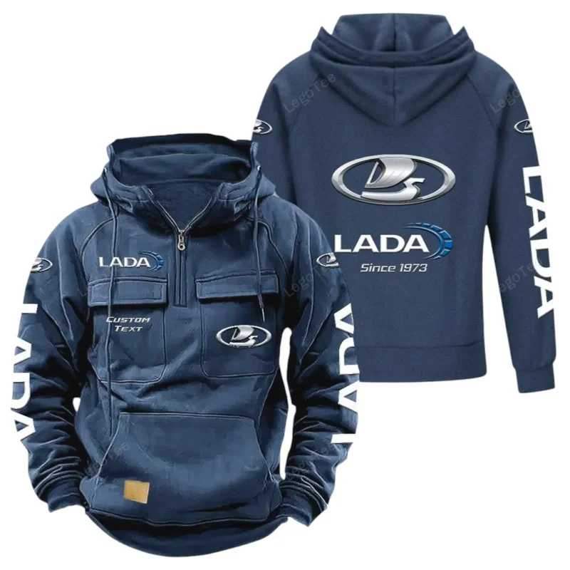 Car Hoodie Tactical Quarter Zip, Hoodie Exclusive Logo For Car Lovers - Dark Blue CAR96021425702-3
