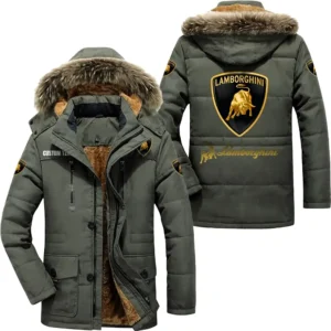 Luxury Supercar Parka hoodie, Coat with Hood Exclusive Logo For Car Motorcycles Lovers CAR7002082133 - Army Green