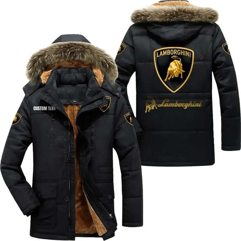 Luxury Supercar Parka hoodie, Coat with Hood Exclusive Logo For Car Motorcycles Lovers CAR7002082133 - Black
