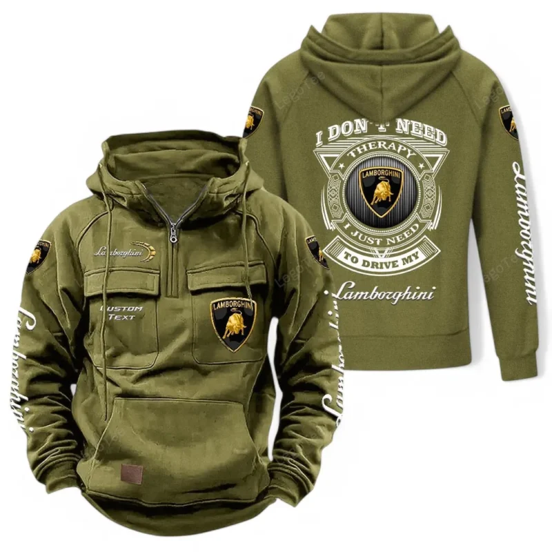 Luxury Supercar Hoodie Tactical Quarter Zip, Hoodie Exclusive Logo For Car Owners CAR106021525029 - Army Green