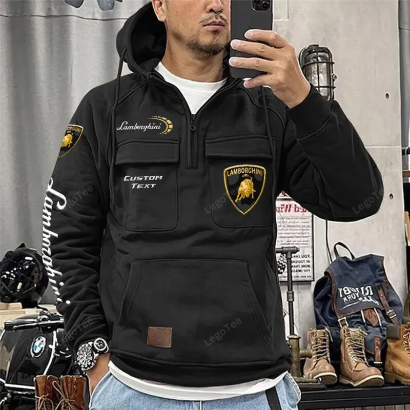 Luxury Supercar Hoodie Tactical Quarter Zip, Hoodie Exclusive Logo For Car Owners CAR106021525029 - Black - Image 2