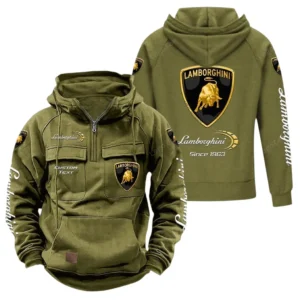 Luxury Supercar Hoodie Tactical Quarter Zip, Hoodie Exclusive Logo For Luxury Supercar Lovers - Army Green CAR96021425689-1