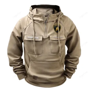 Luxury Supercar Hoodie Tactical Quarter Zip, Hoodie Exclusive Logo For Luxury Supercar Lovers - Khaki CAR109021425348-4
