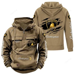 Luxury Supercar Hoodie Tactical Quarter Zip, Hoodie Exclusive Logo For Luxury Supercar Lovers - Khaki CAR122021425007-4