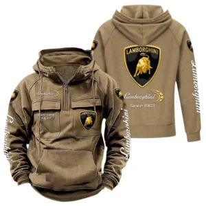 Luxury Supercar Hoodie Tactical Quarter Zip, Hoodie Exclusive Logo For Luxury Supercar Lovers - Khaki CAR96021425689-4