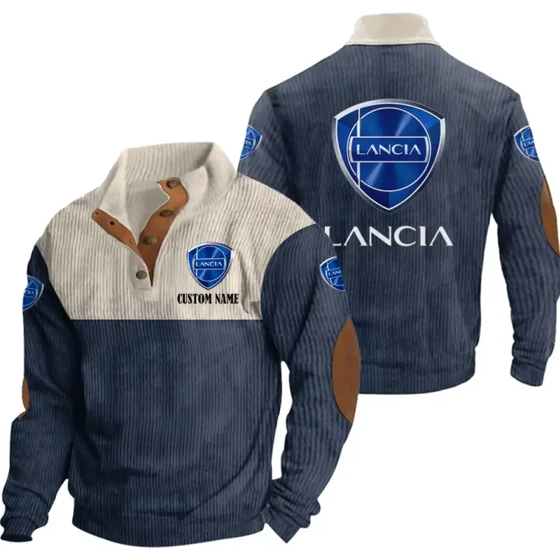 Car Men's Stand Up Collar Base Shirt, Collar Hoodie Exclusive Logo For Car Motorcycles Fans CAR20012101 - Navy Blue