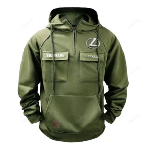 Vintage Auto Hoodie Tactical Quarter Zip, Hoodie Exclusive Logo For Vintage Auto Lovers - Army Green CAR109021425390-1