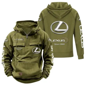 Vintage Auto Hoodie Tactical Quarter Zip, Hoodie Exclusive Logo For Vintage Auto Lovers - Army Green CAR96021425742-1